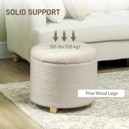 HOMCOM 40.5L Teddy Fleece Storage Ottoman Additional View 6