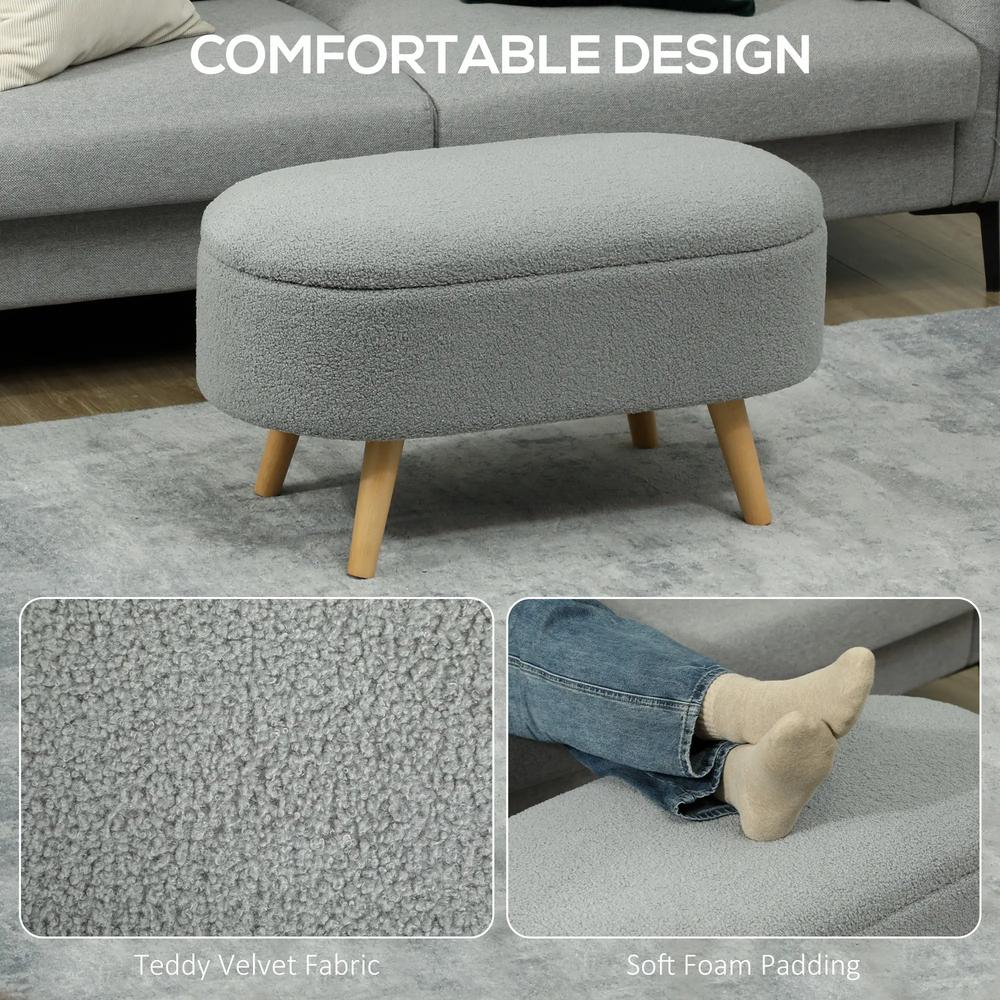 HOMCOM Teddy Fleece Storage Ottoman Additional View 16
