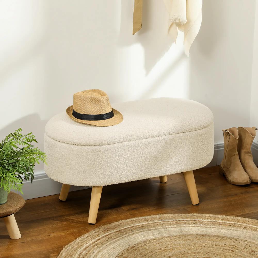 HOMCOM Teddy Fleece Storage Ottoman Additional View 2
