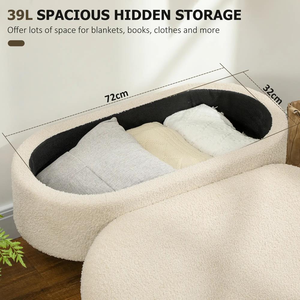 HOMCOM Teddy Fleece Storage Ottoman Additional View 4