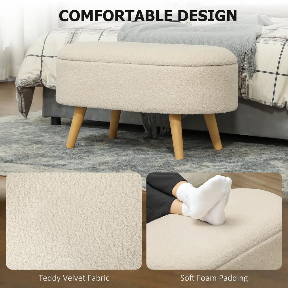 HOMCOM Teddy Fleece Storage Ottoman Additional View 5