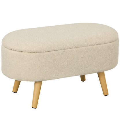 HOMCOM Teddy Fleece Storage Ottoman