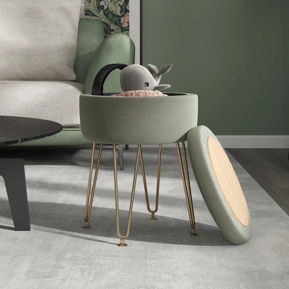 HOMCOM 5L Velvet-Feel Storage Ottoman Additional View 13