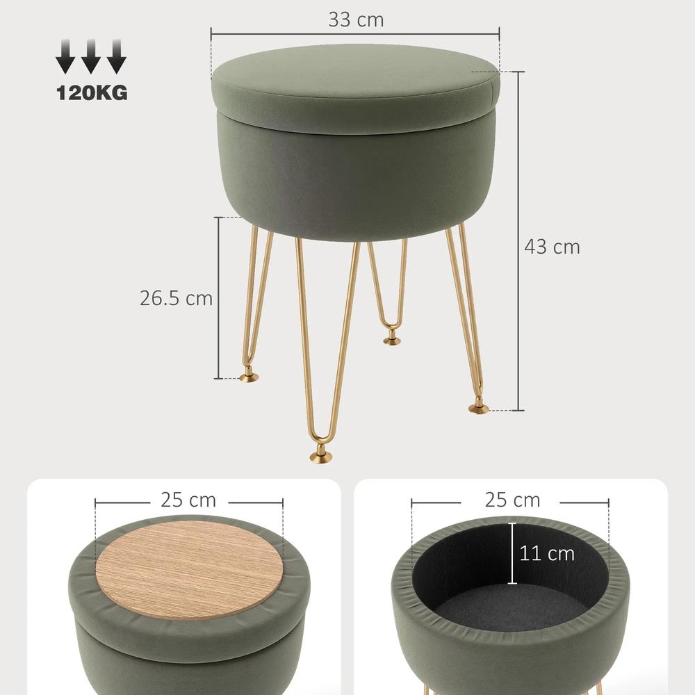 HOMCOM 5L Velvet-Feel Storage Ottoman Additional View 14
