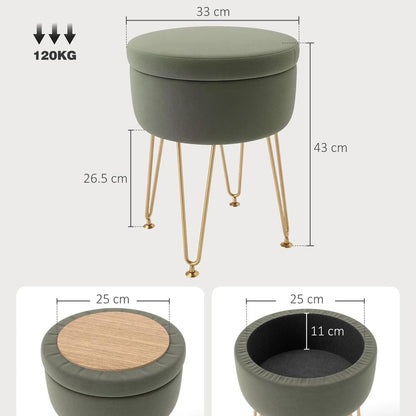 HOMCOM 5L Velvet-Feel Storage Ottoman Additional View 14