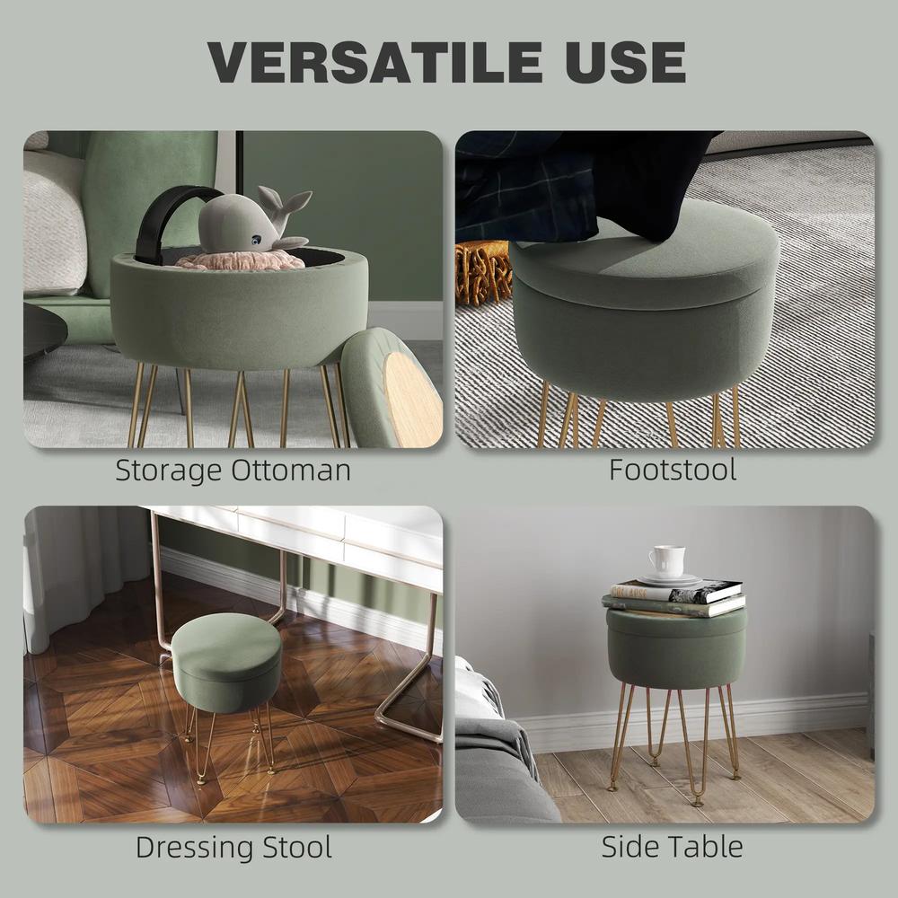 HOMCOM 5L Velvet-Feel Storage Ottoman Additional View 16
