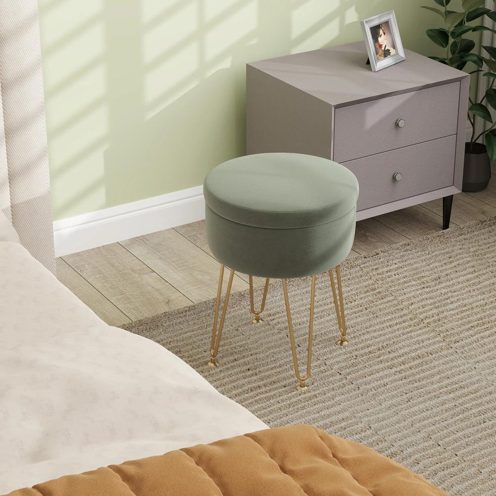 HOMCOM 5L Velvet-Feel Storage Ottoman Additional View 21