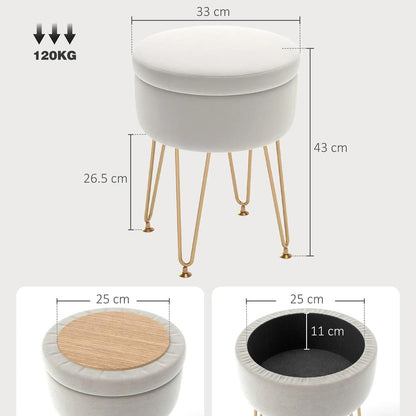 HOMCOM 5L Velvet-Feel Storage Ottoman Additional View 3