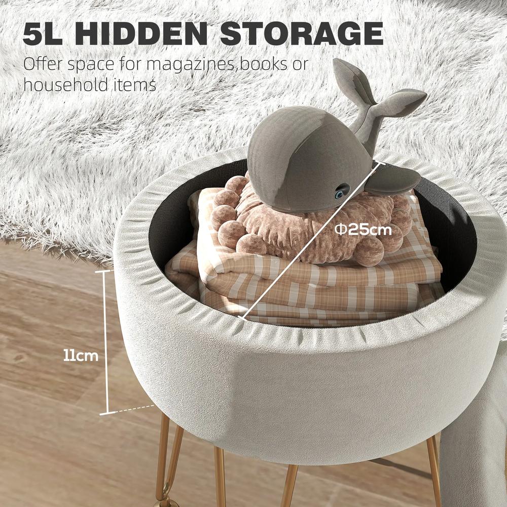 HOMCOM 5L Velvet-Feel Storage Ottoman Additional View 4