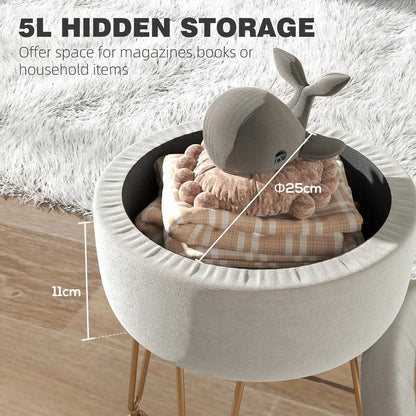 HOMCOM 5L Velvet-Feel Storage Ottoman Additional View 4