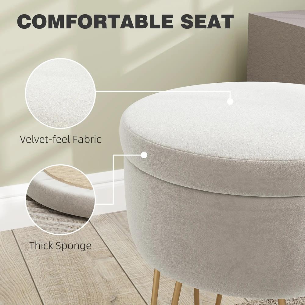 HOMCOM 5L Velvet-Feel Storage Ottoman Additional View 6