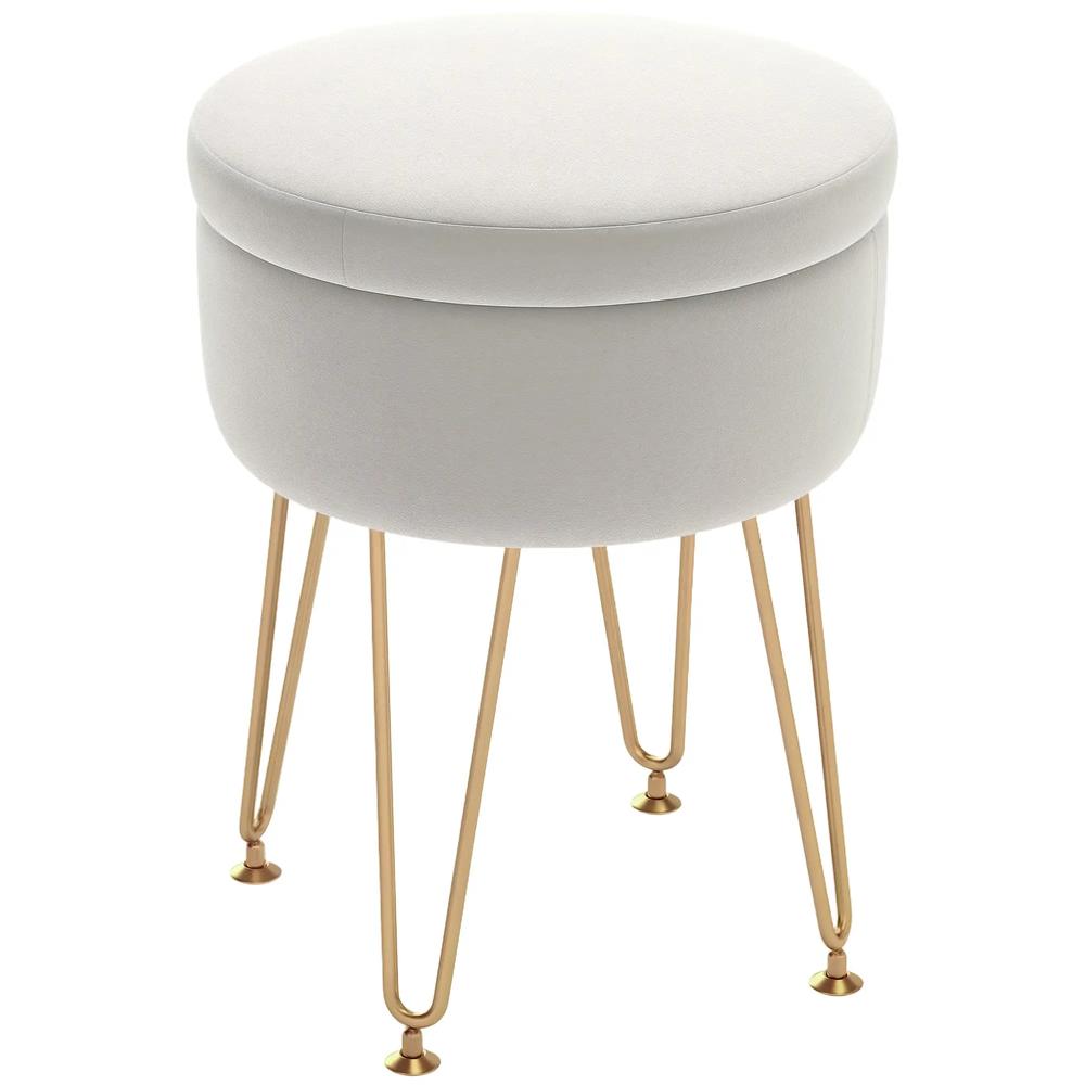 HOMCOM 5L Velvet-Feel Storage Ottoman