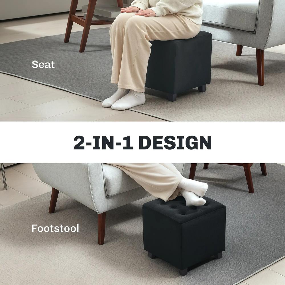 HOMCOM Velvet-Feel Square Ottoman Additional View 15