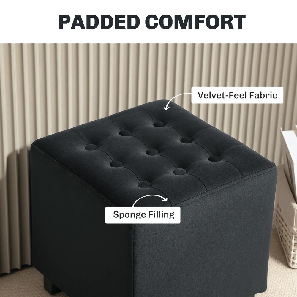 HOMCOM Velvet-Feel Square Ottoman Additional View 16