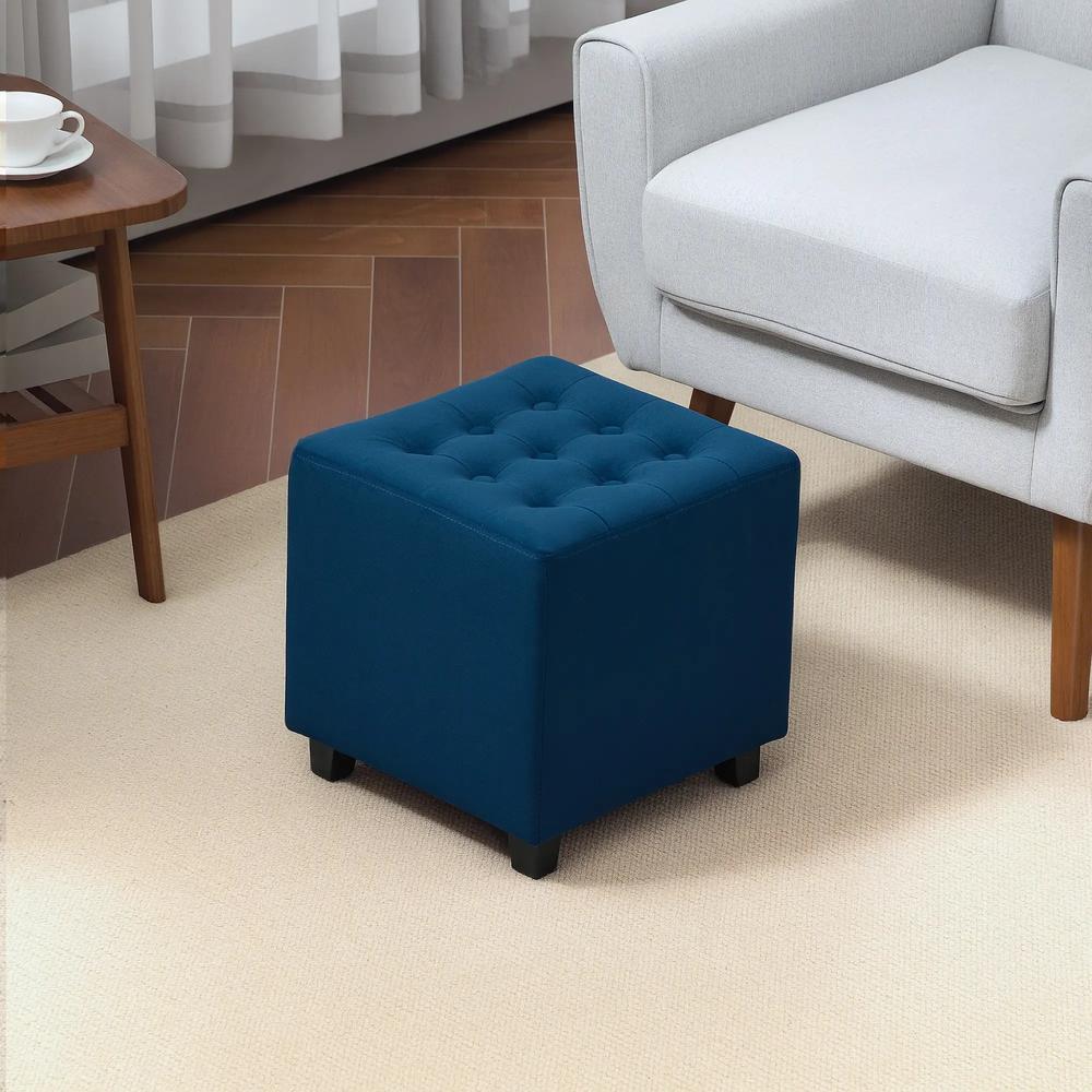 HOMCOM Velvet-Feel Square Ottoman Additional View 2