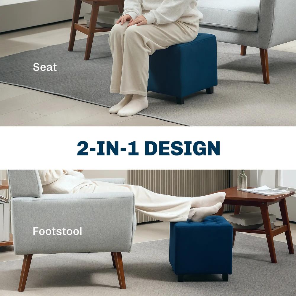 HOMCOM Velvet-Feel Square Ottoman Additional View 4