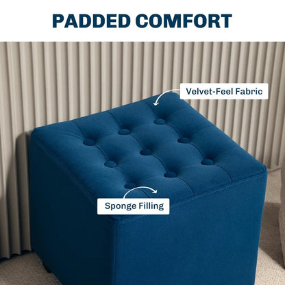 HOMCOM Velvet-Feel Square Ottoman Additional View 5