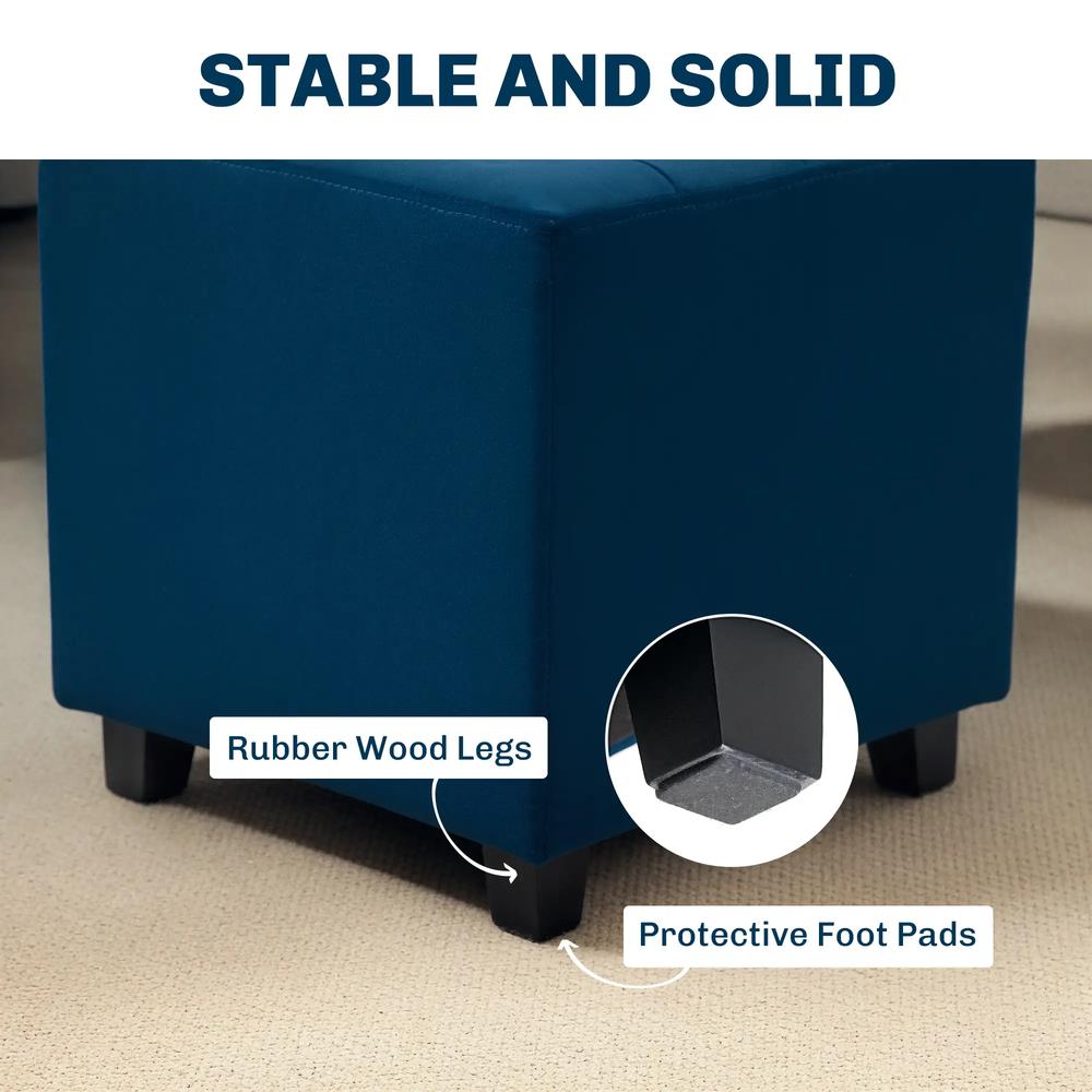HOMCOM Velvet-Feel Square Ottoman Additional View 6
