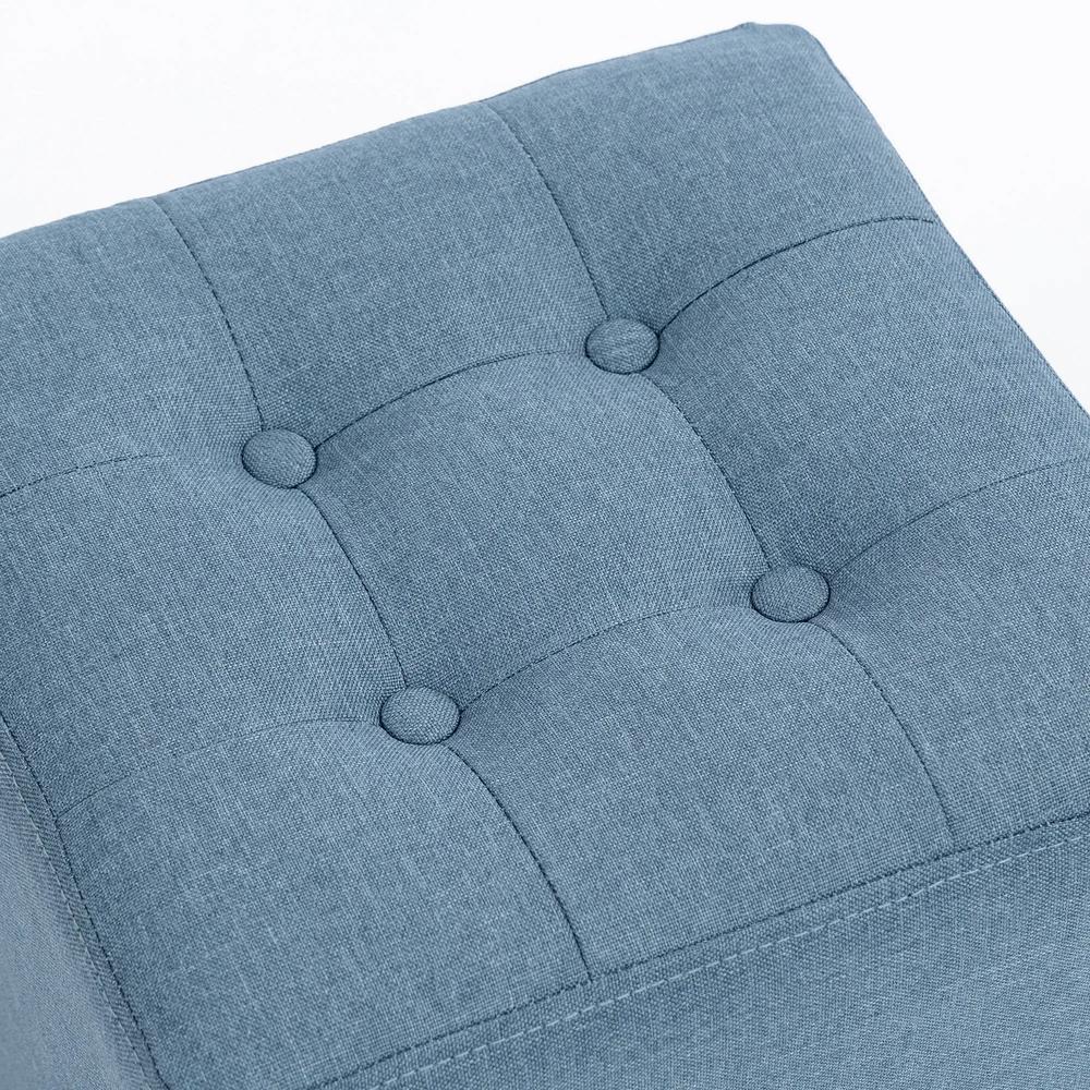 HOMCOM Small Ottoman, Square Footstool with Side Pocket, Rubber Wood Legs and Padded Seat for Living Room Additional View 11