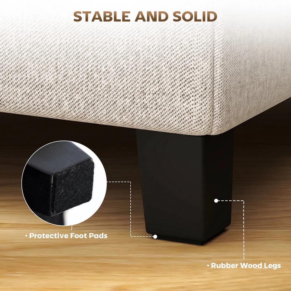 HOMCOM Small Ottoman, Square Footstool with Side Pocket, Rubber Wood Legs and Padded Seat for Living Room Additional View 22