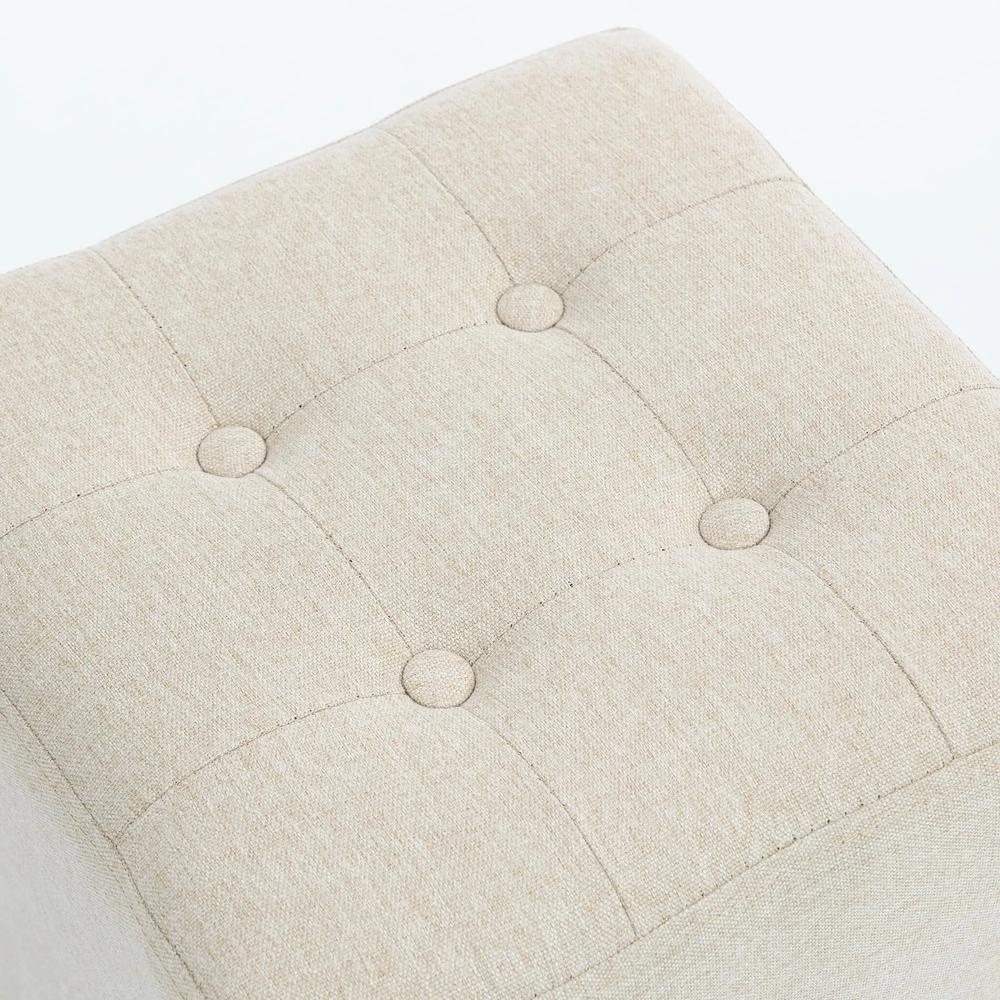 HOMCOM Small Ottoman, Square Footstool with Side Pocket, Rubber Wood Legs and Padded Seat for Living Room Additional View 26