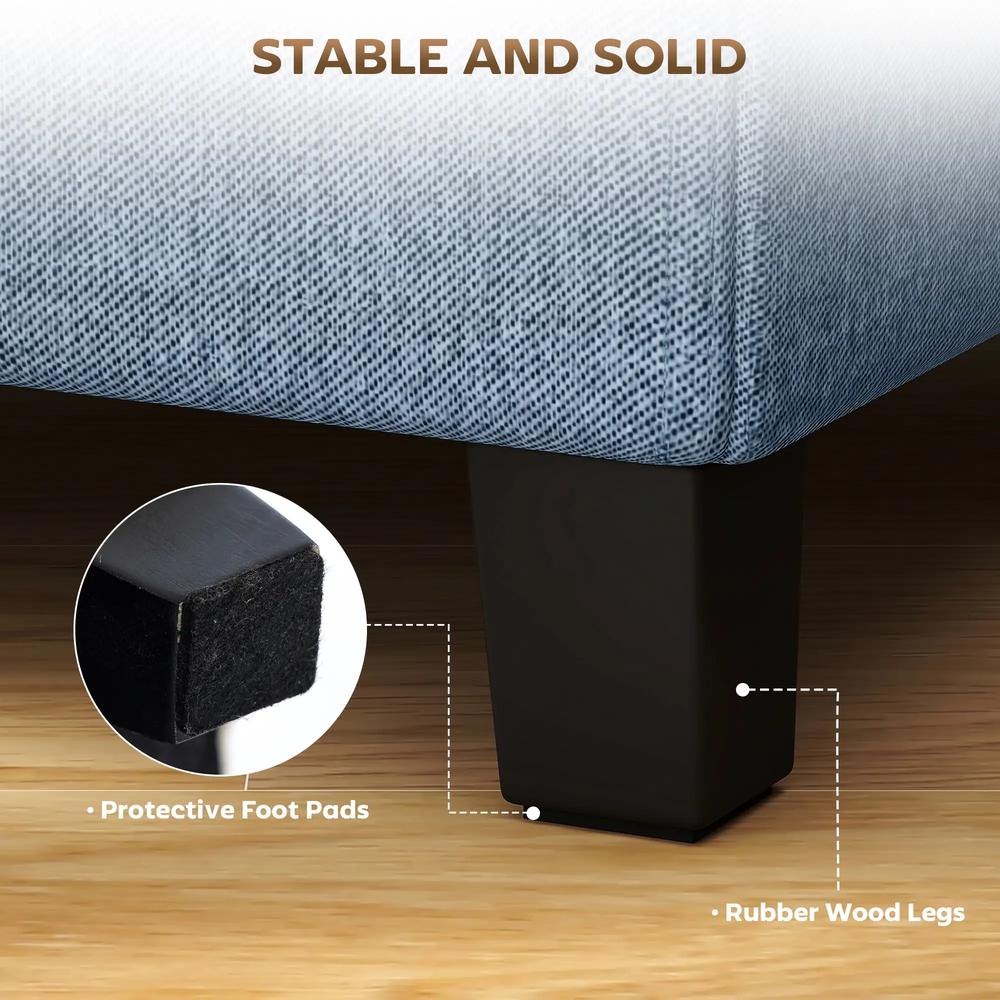 HOMCOM Small Ottoman, Square Footstool with Side Pocket, Rubber Wood Legs and Padded Seat for Living Room Additional View 7