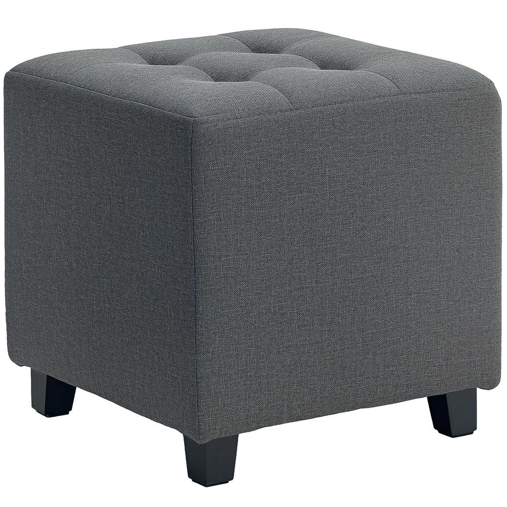 HOMCOM Square Footstool, Small Ottoman with Side Pocket, Linen Fabric Footrest Foot Stool with Rubber Wood Legs and Padded Seat for Living Room, Entryway, 35 x 35 x 35cm Additional View 11