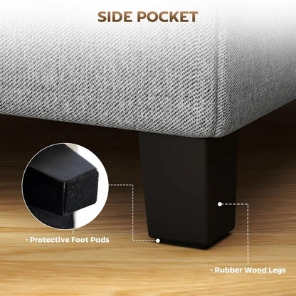 HOMCOM Square Footstool, Small Ottoman with Side Pocket, Linen Fabric Footrest Foot Stool with Rubber Wood Legs and Padded Seat for Living Room, Entryway, 35 x 35 x 35cm Additional View 18