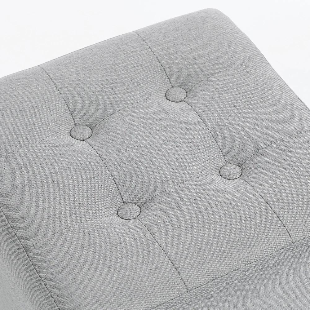 HOMCOM Square Footstool, Small Ottoman with Side Pocket, Linen Fabric Footrest Foot Stool with Rubber Wood Legs and Padded Seat for Living Room, Entryway, 35 x 35 x 35cm Additional View 22