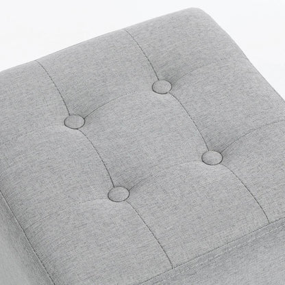 HOMCOM Square Footstool, Small Ottoman with Side Pocket, Linen Fabric Footrest Foot Stool with Rubber Wood Legs and Padded Seat for Living Room, Entryway, 35 x 35 x 35cm Additional View 22