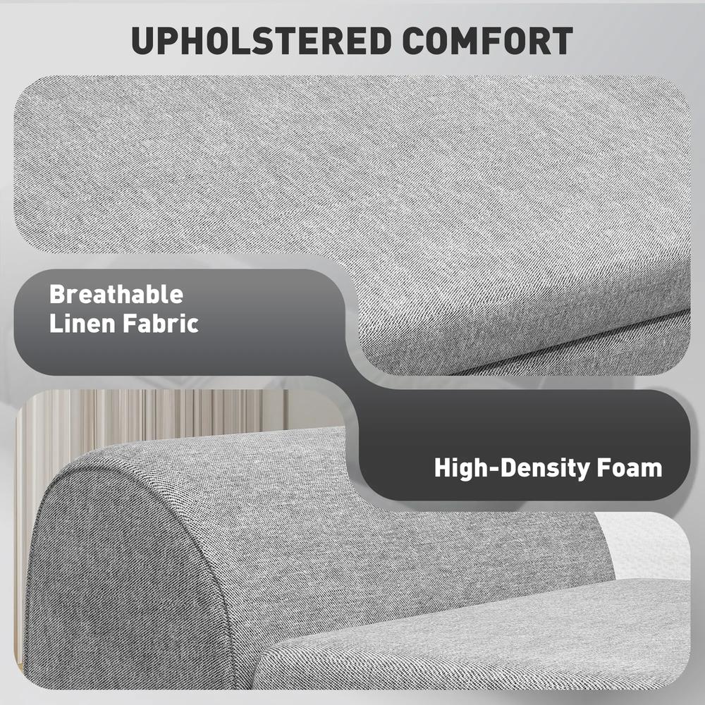 HOMCOM Storage Ottoman with Armrest, Window Seat, Upholstered Linen Storage Bench with Rubberwood Legs, Footstool for Bedroom Living Room, Hallway Additional View 17