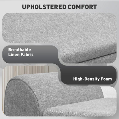HOMCOM Storage Ottoman with Armrest, Window Seat, Upholstered Linen Storage Bench with Rubberwood Legs, Footstool for Bedroom Living Room, Hallway Additional View 17