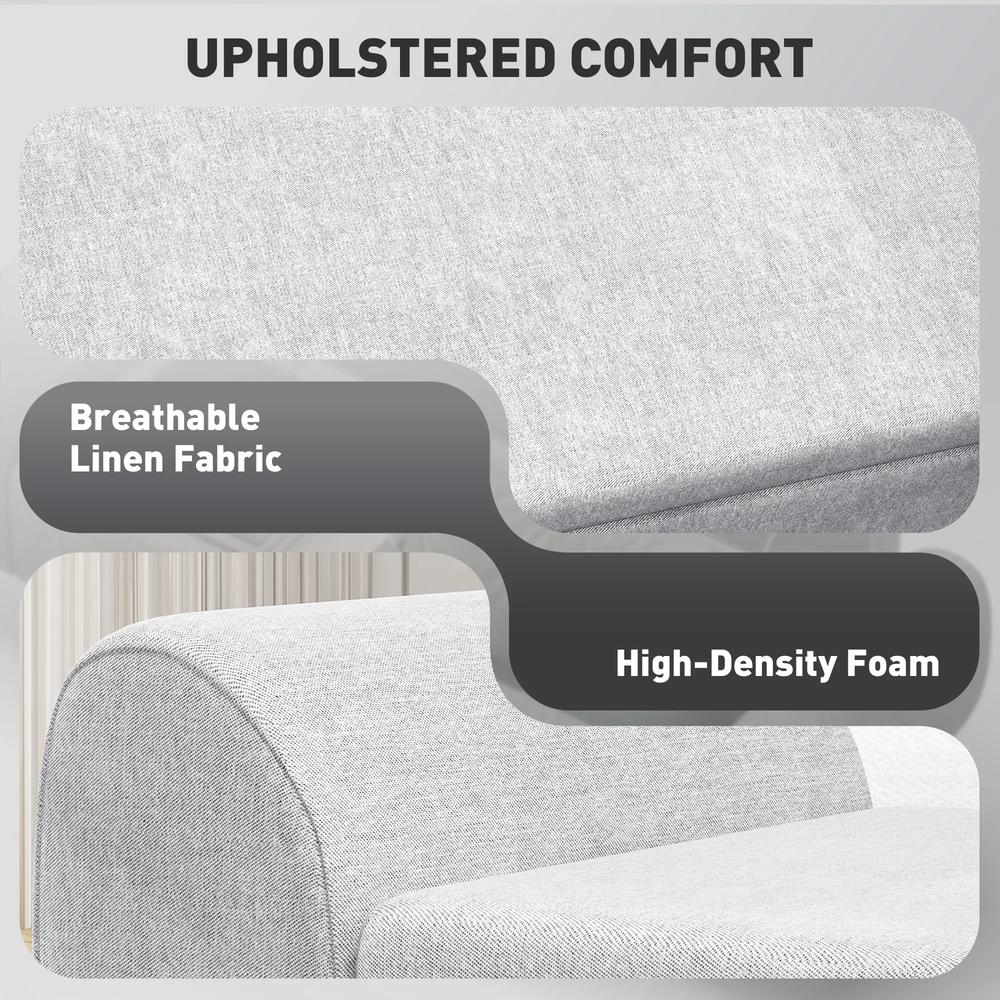 HOMCOM Storage Ottoman with Armrest, Window Seat, Upholstered Linen Storage Bench with Rubberwood Legs, Footstool for Bedroom Living Room, Hallway Additional View 6