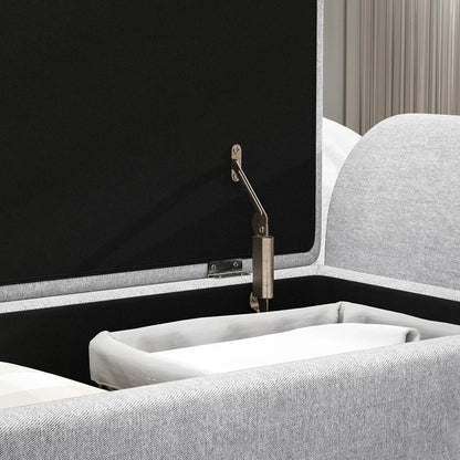 HOMCOM Storage Ottoman with Armrest, Window Seat, Upholstered Linen Storage Bench with Rubberwood Legs, Footstool for Bedroom Living Room, Hallway Additional View 7