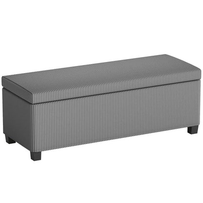 HOMCOM 84L Corduroy Storage Ottoman - Grey Additional View 11