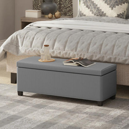 HOMCOM 84L Corduroy Storage Ottoman - Grey Additional View 2