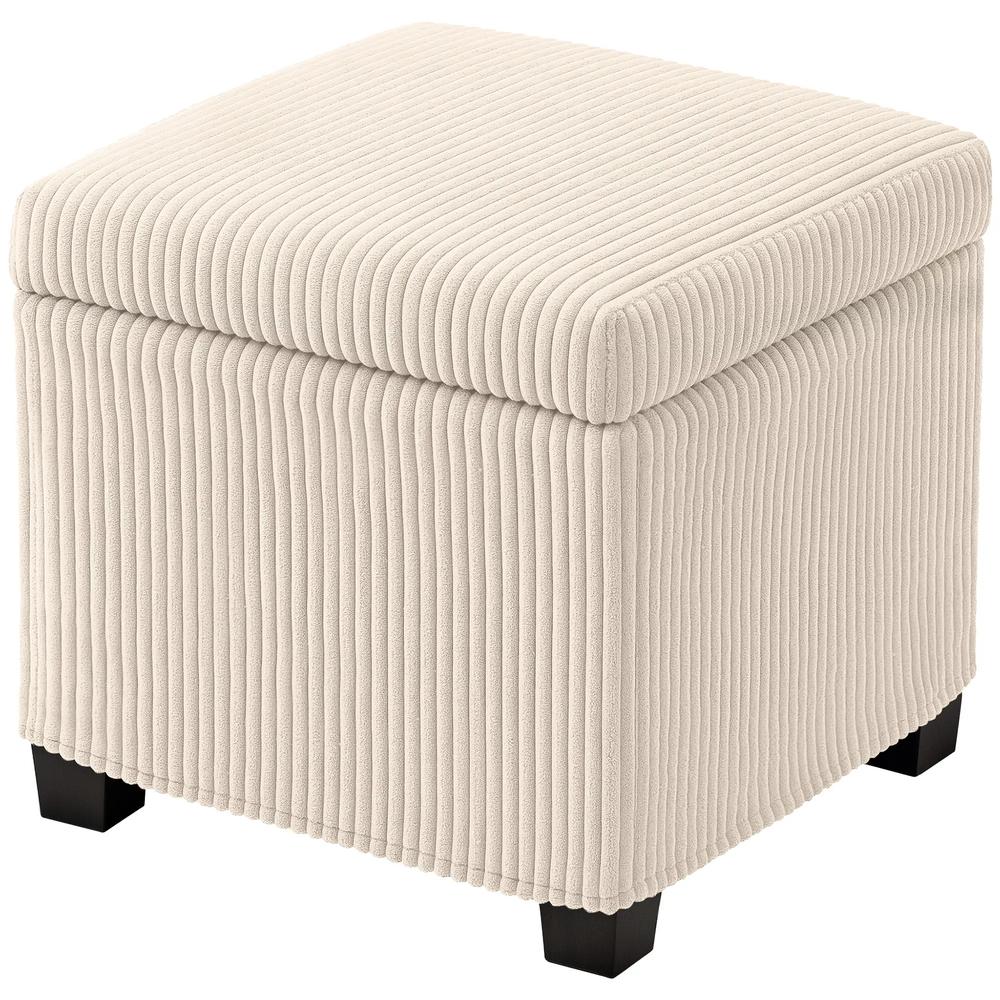 HOMCOM Storage Ottoman Bench, Corduroy Storage Chest Box with Wooden Legs, 40cm Bed End Bench for Living Room, Bedroom, Entryway Additional View 11