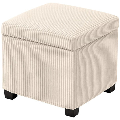 HOMCOM Storage Ottoman Bench, Corduroy Storage Chest Box with Wooden Legs, 40cm Bed End Bench for Living Room, Bedroom, Entryway Additional View 11