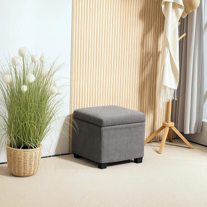 HOMCOM Storage Ottoman Bench, Corduroy Storage Chest Box with Wooden Legs, 40cm Bed End Bench for Living Room, Bedroom, Entryway Additional View 13
