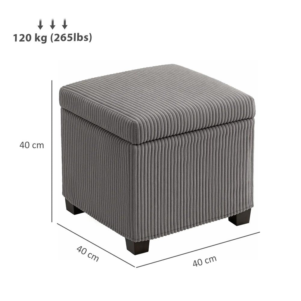 HOMCOM Storage Ottoman Bench, Corduroy Storage Chest Box with Wooden Legs, 40cm Bed End Bench for Living Room, Bedroom, Entryway Additional View 14