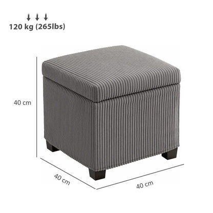 HOMCOM Storage Ottoman Bench, Corduroy Storage Chest Box with Wooden Legs, 40cm Bed End Bench for Living Room, Bedroom, Entryway Additional View 14