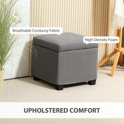 HOMCOM Storage Ottoman Bench, Corduroy Storage Chest Box with Wooden Legs, 40cm Bed End Bench for Living Room, Bedroom, Entryway Additional View 15