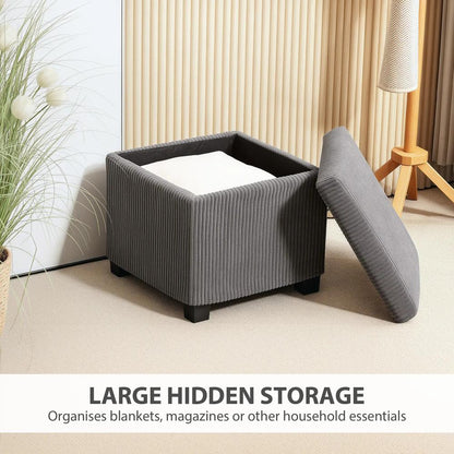HOMCOM Storage Ottoman Bench, Corduroy Storage Chest Box with Wooden Legs, 40cm Bed End Bench for Living Room, Bedroom, Entryway Additional View 16