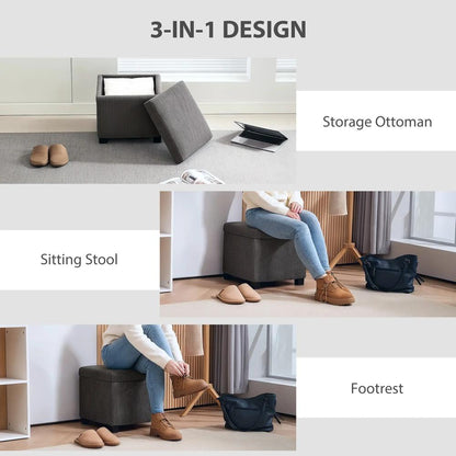 HOMCOM Storage Ottoman Bench, Corduroy Storage Chest Box with Wooden Legs, 40cm Bed End Bench for Living Room, Bedroom, Entryway Additional View 17