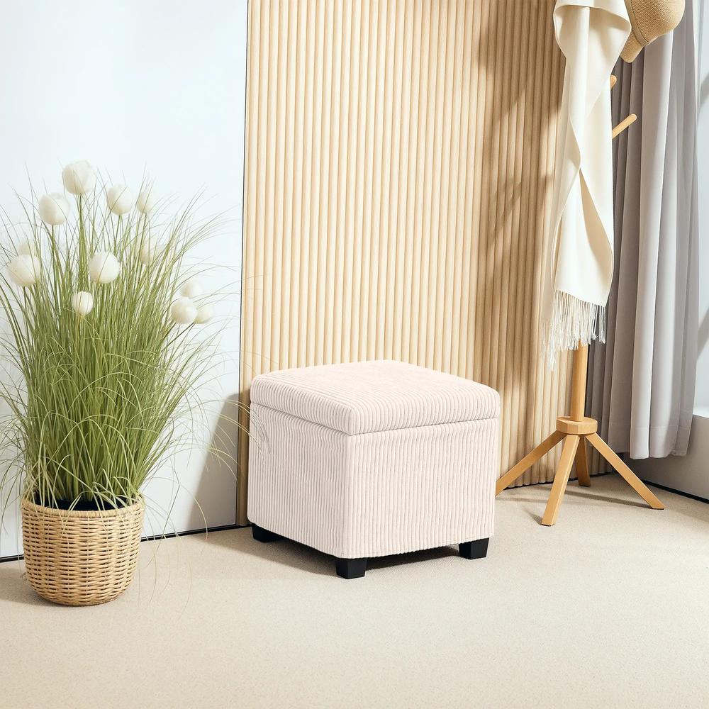 HOMCOM Storage Ottoman Bench, Corduroy Storage Chest Box with Wooden Legs, 40cm Bed End Bench for Living Room, Bedroom, Entryway Additional View 2