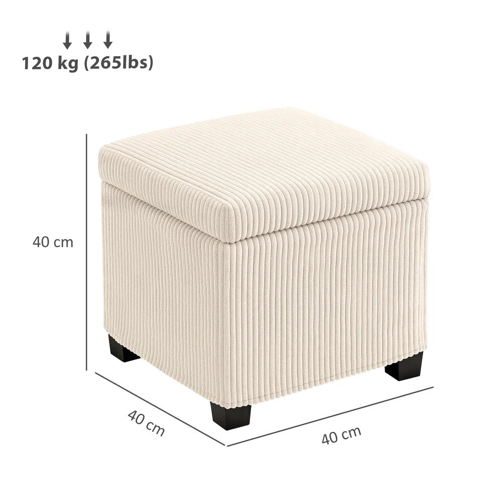 HOMCOM Storage Ottoman Bench, Corduroy Storage Chest Box with Wooden Legs, 40cm Bed End Bench for Living Room, Bedroom, Entryway Additional View 3