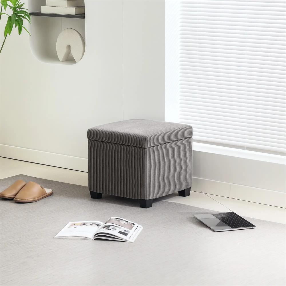 HOMCOM Storage Ottoman Bench, Corduroy Storage Chest Box with Wooden Legs, 40cm Bed End Bench for Living Room, Bedroom, Entryway Additional View 21