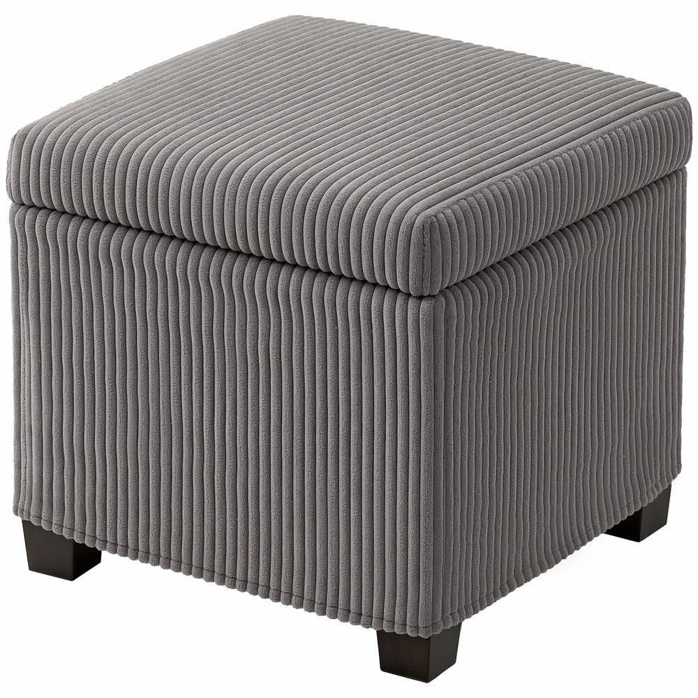 HOMCOM Storage Ottoman Bench, Corduroy Storage Chest Box with Wooden Legs, 40cm Bed End Bench for Living Room, Bedroom, Entryway Additional View 22