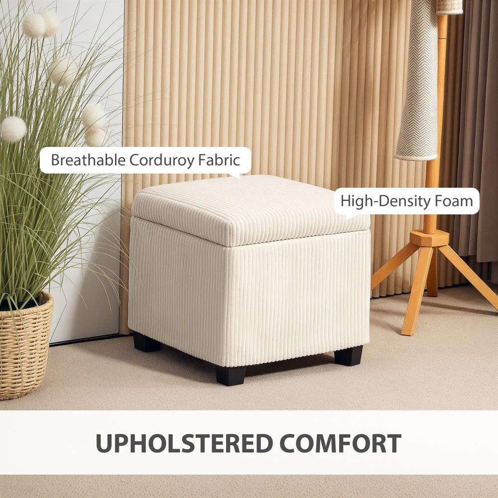 HOMCOM Storage Ottoman Bench, Corduroy Storage Chest Box with Wooden Legs, 40cm Bed End Bench for Living Room, Bedroom, Entryway Additional View 4