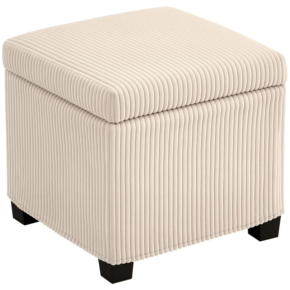 HOMCOM Storage Ottoman Bench, Corduroy Storage Chest Box with Wooden Legs, 40cm Bed End Bench for Living Room, Bedroom, Entryway Additional View 10
